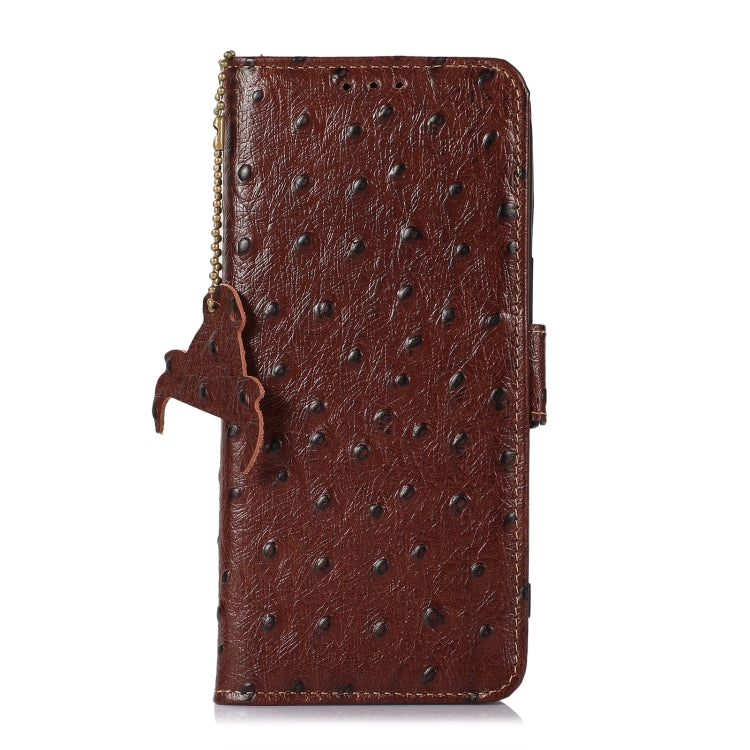 Ostrich Pattern Genuine Leather RFID Phone Case, For Realme 10 4G, For Realme 10 Pro 5G, For Samsung Galaxy A34 5G