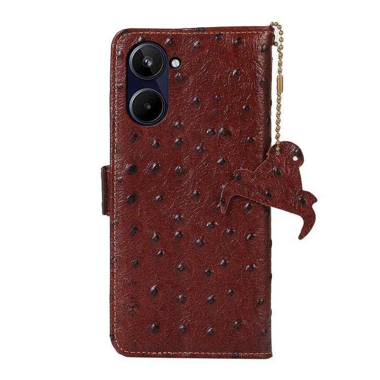 Ostrich Pattern Genuine Leather RFID Phone Case, For Realme 10 4G, For Realme 10 Pro 5G, For Samsung Galaxy A34 5G