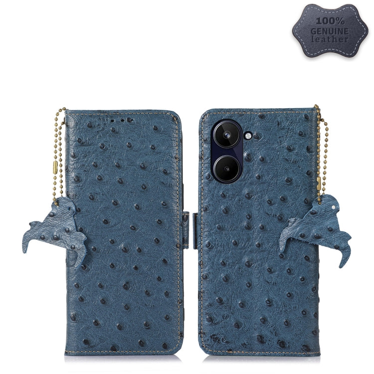 Ostrich Pattern Genuine Leather RFID Phone Case, For Realme 10 4G, For Realme 10 Pro 5G, For Samsung Galaxy A34 5G