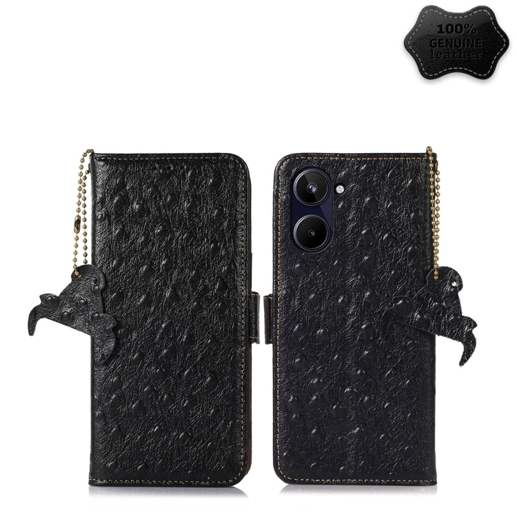 Ostrich Pattern Genuine Leather RFID Phone Case, For Realme 10 4G, For Realme 10 Pro 5G, For Samsung Galaxy A34 5G