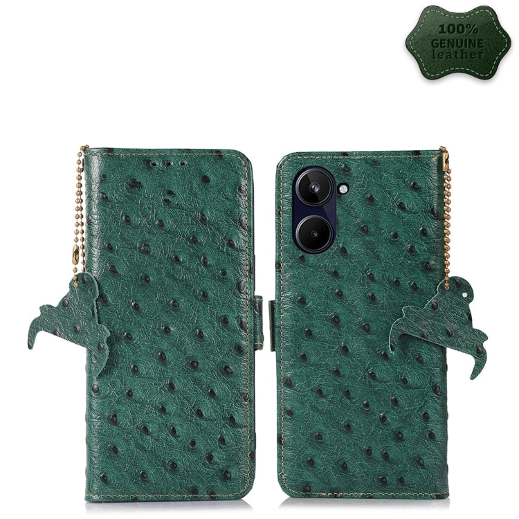 Ostrich Pattern Genuine Leather RFID Phone Case, For Realme 10 4G, For Realme 10 Pro 5G, For Samsung Galaxy A34 5G