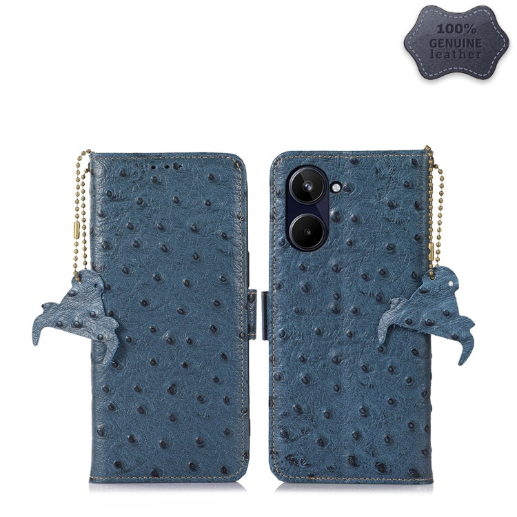 Ostrich Pattern Genuine Leather RFID Phone Case, For Realme 10 4G, For Realme 10 Pro 5G, For Samsung Galaxy A34 5G