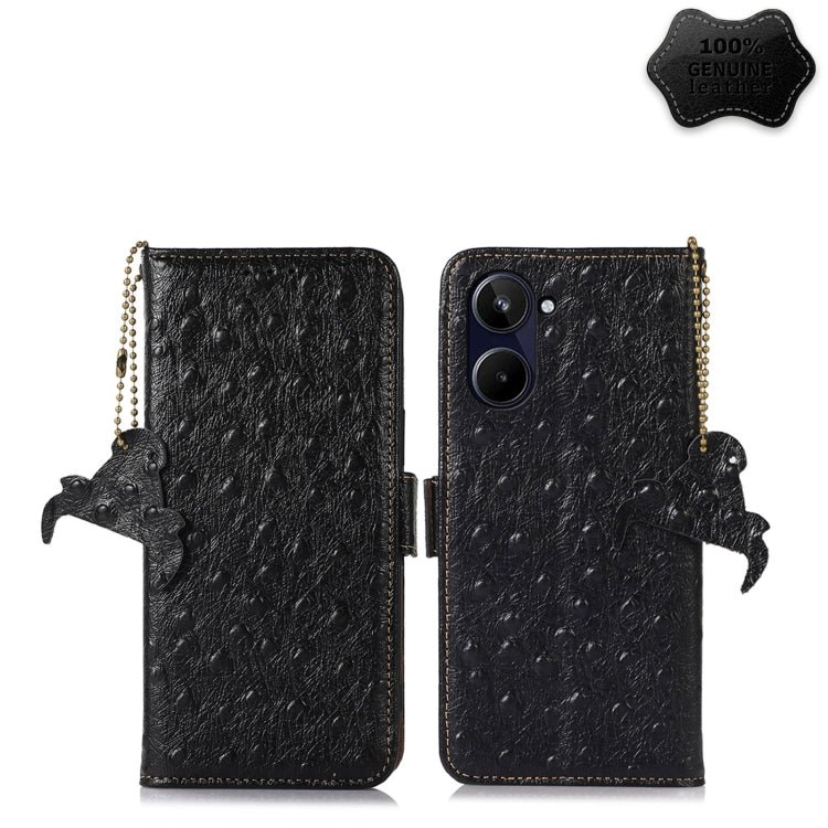 Ostrich Pattern Genuine Leather RFID Phone Case, For Realme 10 4G, For Realme 10 Pro 5G, For Samsung Galaxy A34 5G