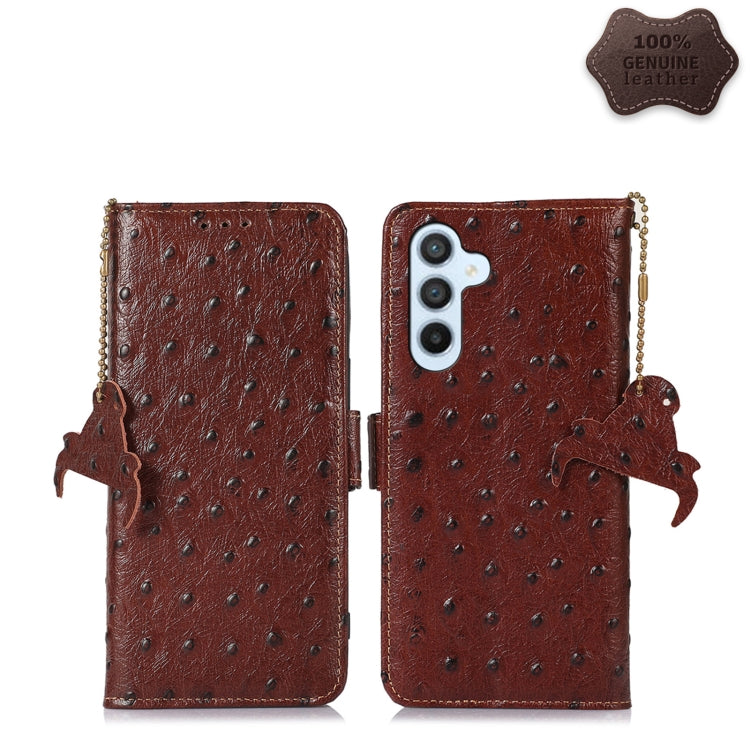 Ostrich Pattern Genuine Leather RFID Phone Case, For Realme 10 4G, For Realme 10 Pro 5G, For Samsung Galaxy A34 5G