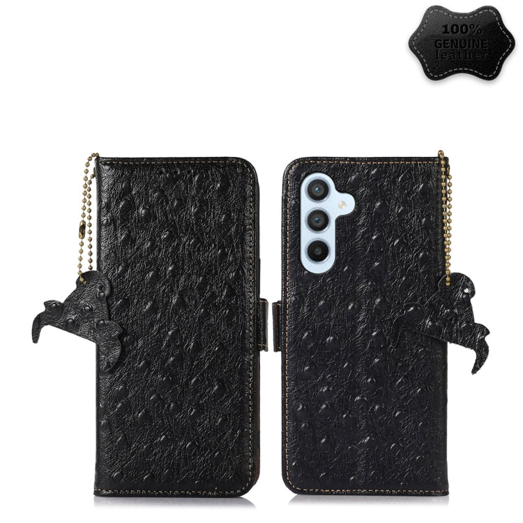 Ostrich Pattern Genuine Leather RFID Phone Case