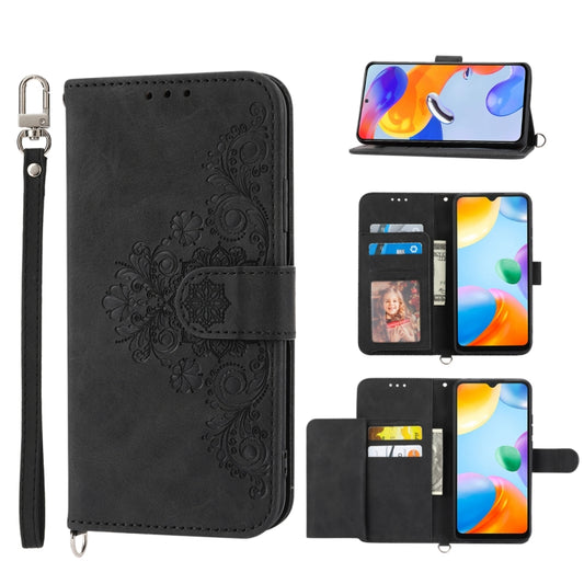 Skin-feel Flowers Embossed Wallet Leather Phone Case, For Realme 10 4G