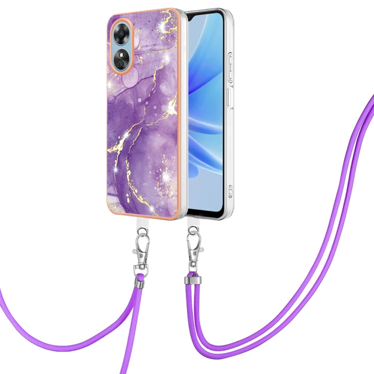 Electroplating Marble Dual-side IMD Phone Case with Lanyard, For OnePlus 10T 5G / Ace Pro, For Motorola Moto E22, For Motorola Moto E32 4G / E32s, For OPPO A17, For Sony Xperia 1 IV