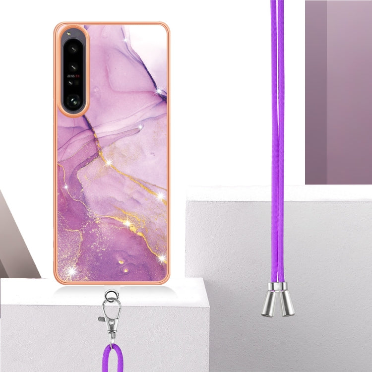 Electroplating Marble Dual-side IMD Phone Case with Lanyard