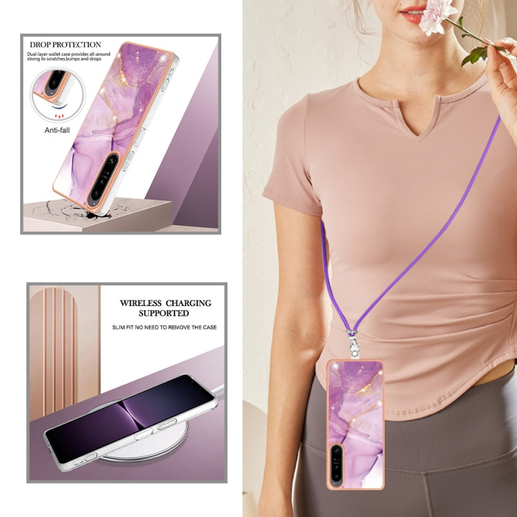 Electroplating Marble Dual-side IMD Phone Case with Lanyard