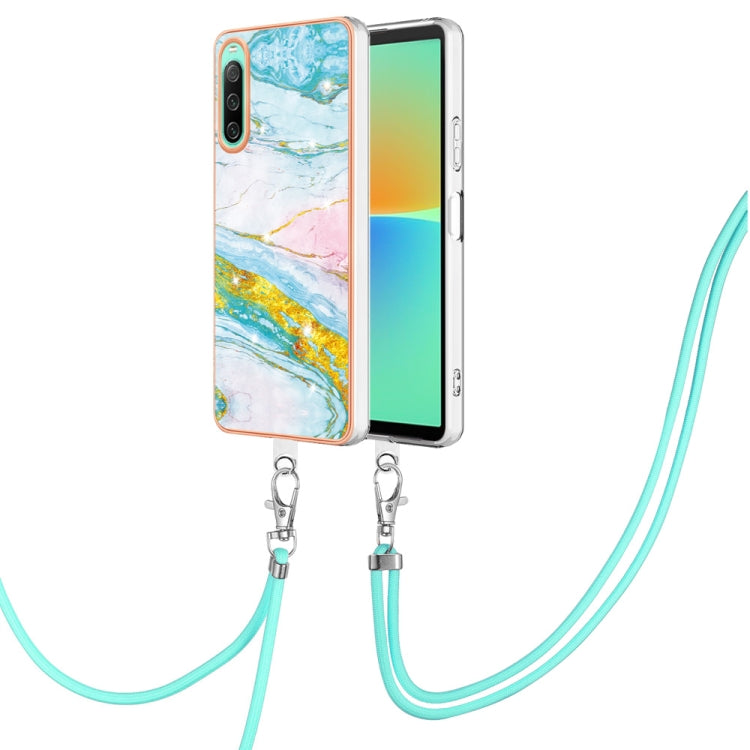 Electroplating Marble Dual-side IMD Phone Case with Lanyard