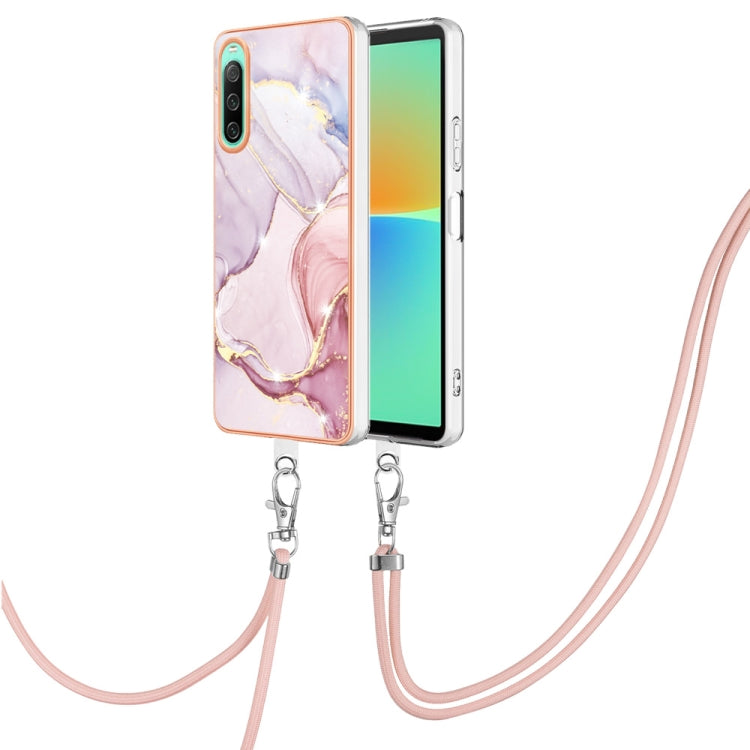 Electroplating Marble Dual-side IMD Phone Case with Lanyard