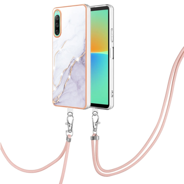 Electroplating Marble Dual-side IMD Phone Case with Lanyard