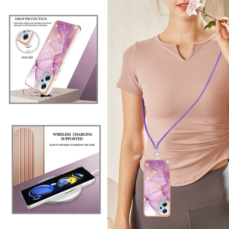 Electroplating Marble Dual-side IMD Phone Case with Lanyard