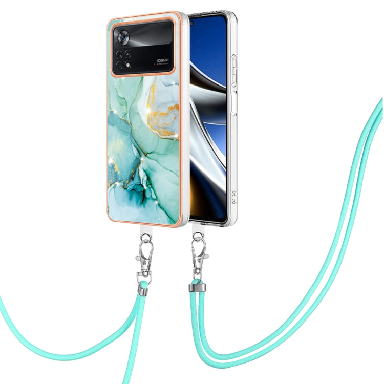 Electroplating Marble Dual-side IMD Phone Case with Lanyard, For Xiaomi Poco X4 Pro 5G