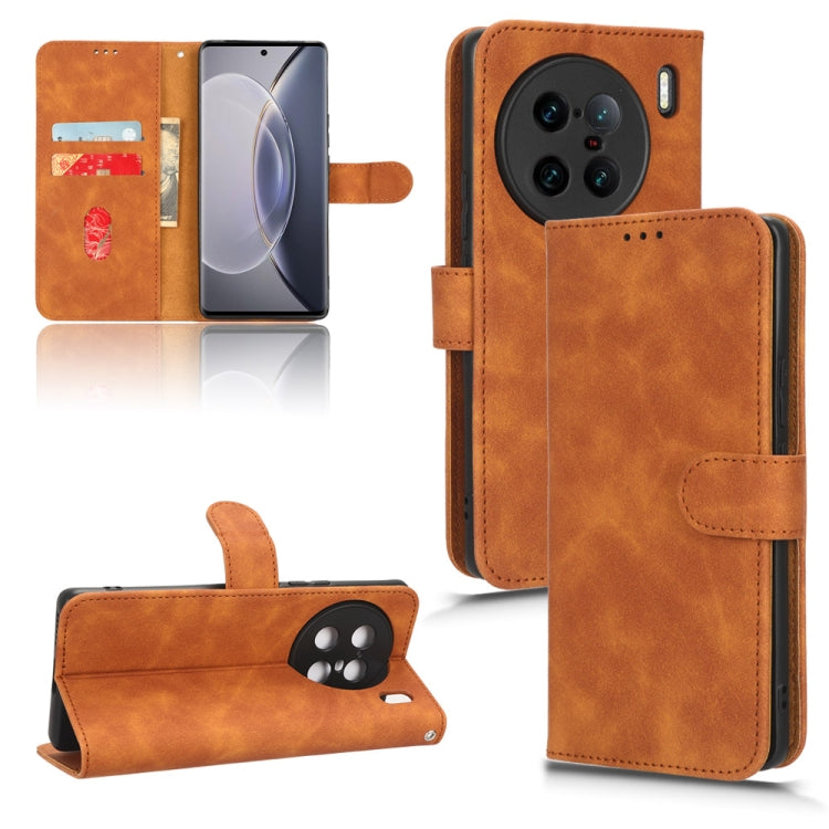 Skin Feel Magnetic Flip Leather Phone Case, For  vivo X90 Pro+