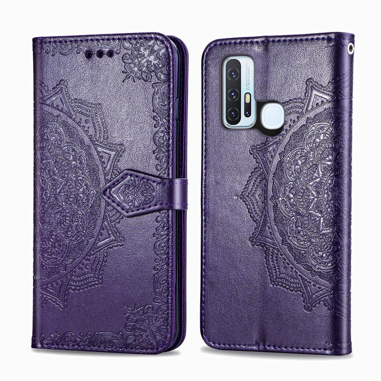 Embossed Mandala Pattern PC + TPU Horizontal Flip Leather Case with Holder & Card Slots, For Kyocera Digno BX, For OPPO Realme C3, For Vivo Z6, For Xiaomi Redmi Note 9S, For Huawei Y6s (2019)