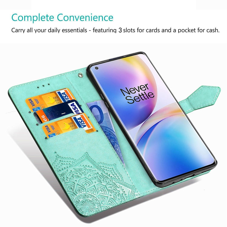 Embossed Mandala Pattern PC + TPU Horizontal Flip Leather Case with Holder & Card Slots, For OnePlus 8 Pro