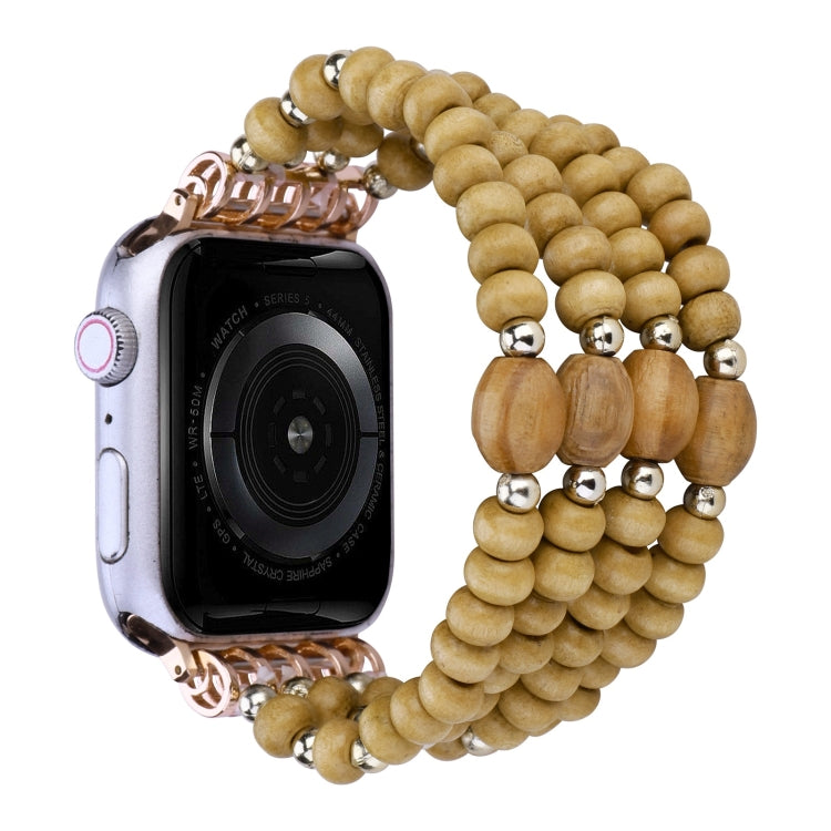 Wood Beads Watch Band, For Apple Watch Ultra 49mm / Series 8&7 45mm, For Apple Watch Series 8&7 41mm