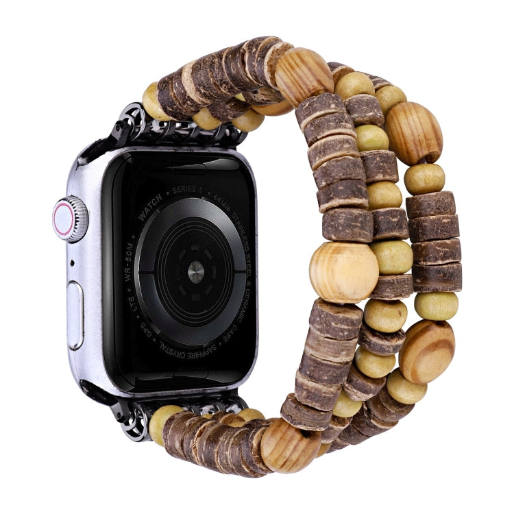 Wood Beads Watch Band, For Apple Watch Ultra 49mm / Series 8&7 45mm, For Apple Watch Series 8&7 41mm