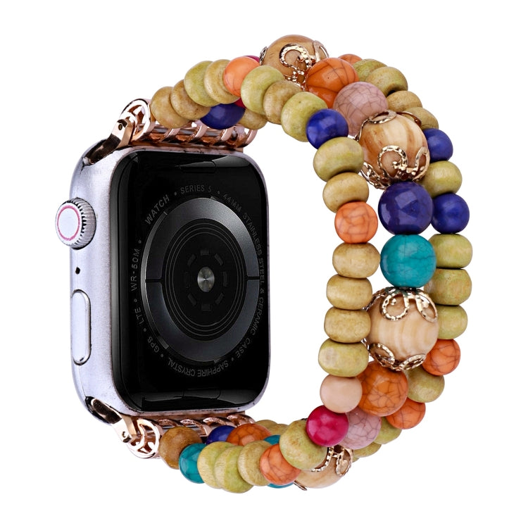 Wood Beads Watch Band, For Apple Watch Ultra 49mm / Series 8&7 45mm, For Apple Watch Series 8&7 41mm