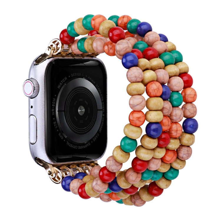 Wood Beads Watch Band, For Apple Watch Ultra 49mm / Series 8&7 45mm, For Apple Watch Series 8&7 41mm