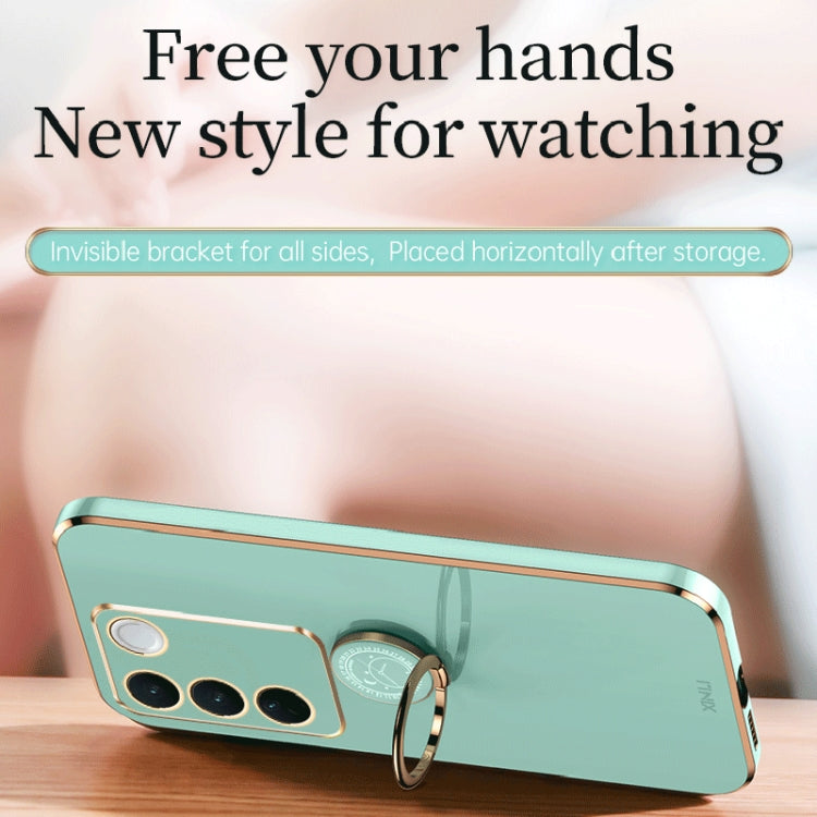 XINLI Straight Edge 6D Electroplate TPU Phone Case with Ring Holder