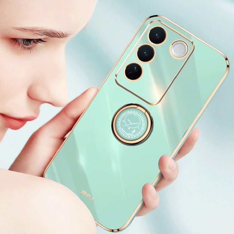 XINLI Straight Edge 6D Electroplate TPU Phone Case with Ring Holder