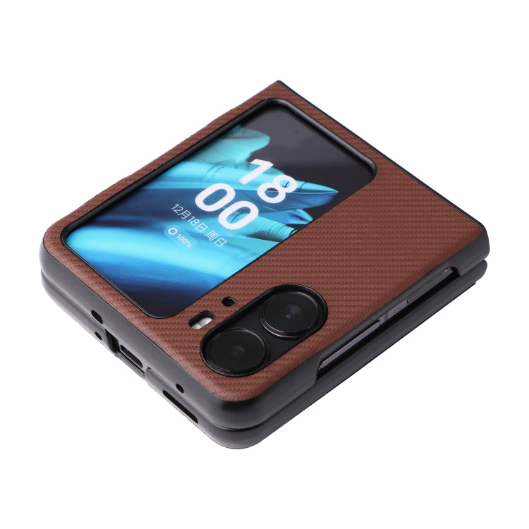 Carbon Fiber Texture Leather Phone Case, For OPPO Find N2 Flip, For OPPO Find N2