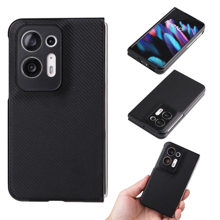 Carbon Fiber Texture Leather Phone Case, For OPPO Find N2 Flip, For OPPO Find N2