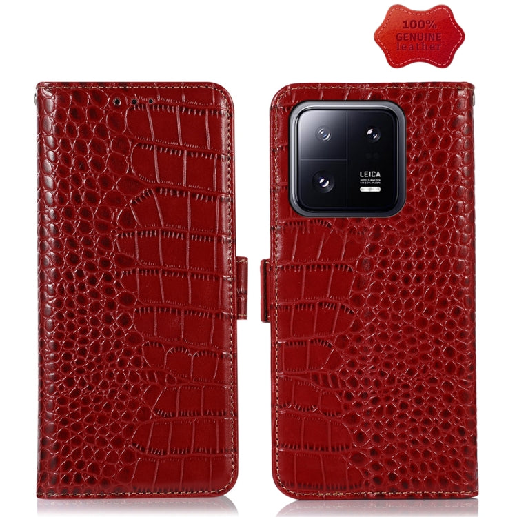 Crocodile Top Layer Cowhide Leather Phone Case, For Motorola Moto X40 Pro, For Vivo Y02 4G, For Xiaomi 13 Pro, For Xiaomi 13