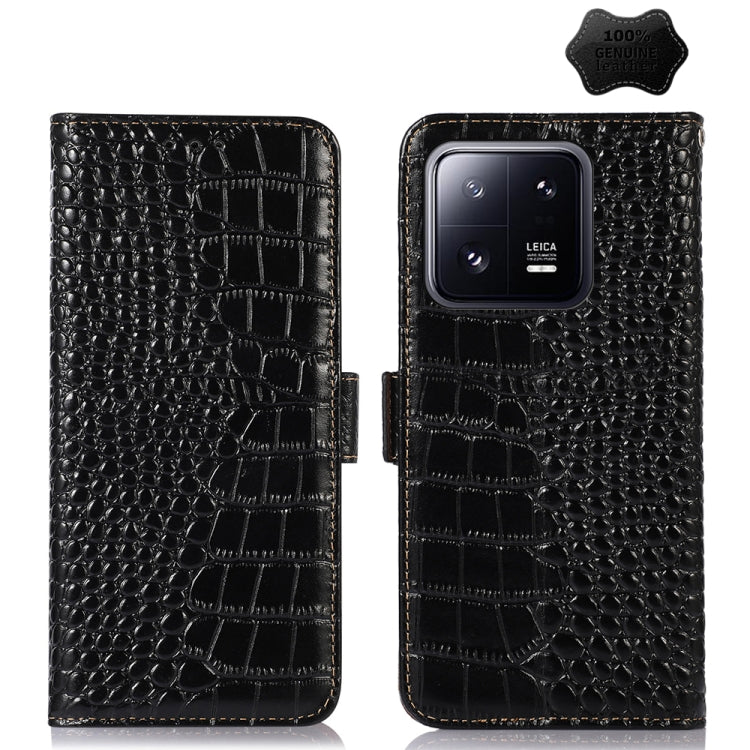 Crocodile Top Layer Cowhide Leather Phone Case, For Motorola Moto X40 Pro, For Vivo Y02 4G, For Xiaomi 13 Pro, For Xiaomi 13