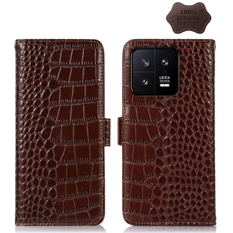 Crocodile Top Layer Cowhide Leather Phone Case, For Motorola Moto X40 Pro, For Vivo Y02 4G, For Xiaomi 13 Pro, For Xiaomi 13