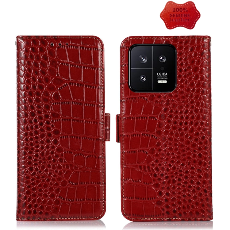 Crocodile Top Layer Cowhide Leather Phone Case, For Motorola Moto X40 Pro, For Vivo Y02 4G, For Xiaomi 13 Pro, For Xiaomi 13