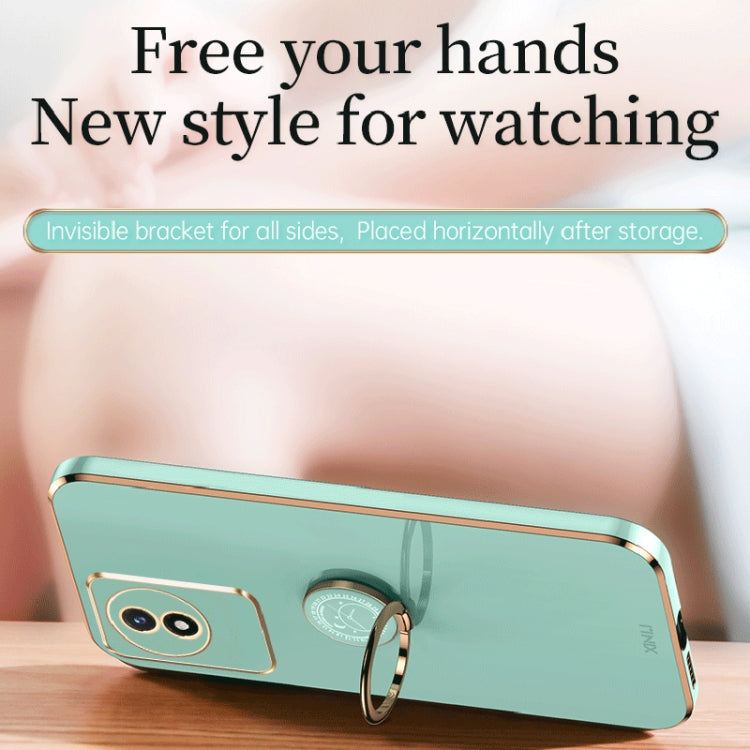 XINLI Straight Edge 6D Electroplate TPU Phone Case with Ring Holder