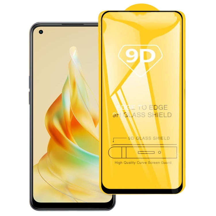 9D Full Glue Full Screen Tempered Glass Film, For OPPO Reno8 T 4G (1 PC)