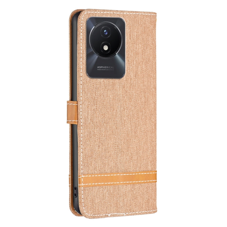 Color Block Denim Texture Leather Phone Case, For vivo Y02 4G, For Xiaomi Redmi 12C