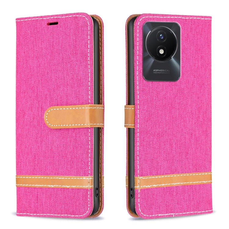 Color Block Denim Texture Leather Phone Case, For vivo Y02 4G, For Xiaomi Redmi 12C