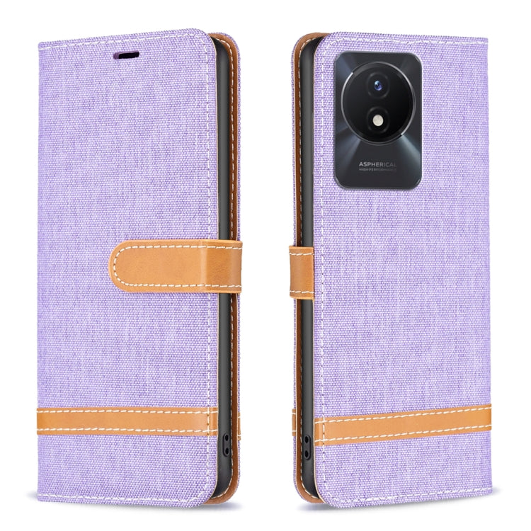 Color Block Denim Texture Leather Phone Case, For vivo Y02 4G, For Xiaomi Redmi 12C