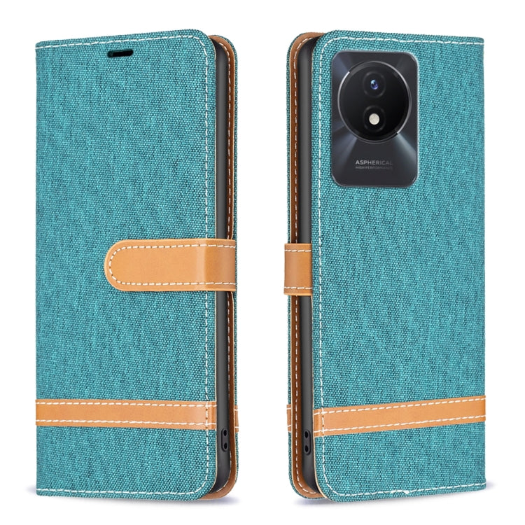 Color Block Denim Texture Leather Phone Case, For vivo Y02 4G, For Xiaomi Redmi 12C