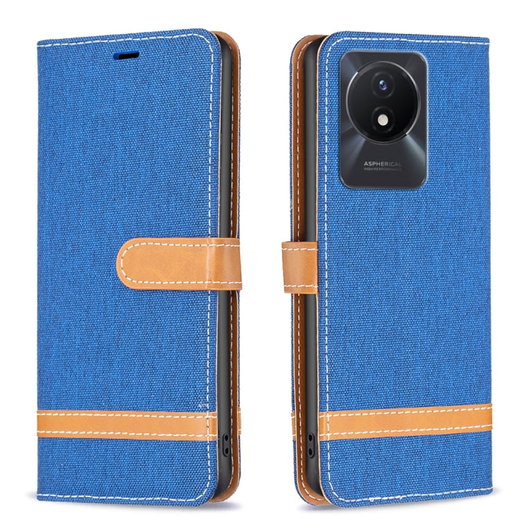 Color Block Denim Texture Leather Phone Case, For vivo Y02 4G, For Xiaomi Redmi 12C