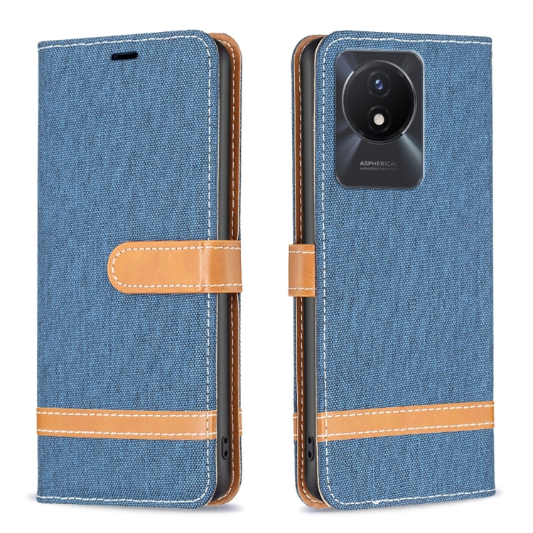 Color Block Denim Texture Leather Phone Case, For vivo Y02 4G, For Xiaomi Redmi 12C