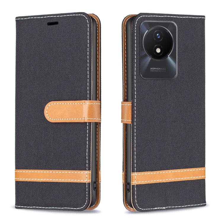 Color Block Denim Texture Leather Phone Case, For vivo Y02 4G, For Xiaomi Redmi 12C