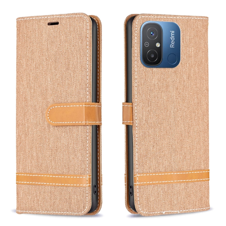 Color Block Denim Texture Leather Phone Case, For vivo Y02 4G, For Xiaomi Redmi 12C