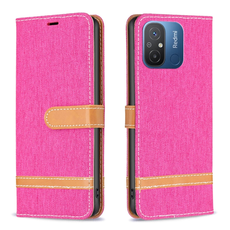 Color Block Denim Texture Leather Phone Case, For vivo Y02 4G, For Xiaomi Redmi 12C