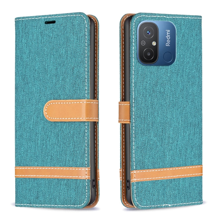Color Block Denim Texture Leather Phone Case, For vivo Y02 4G, For Xiaomi Redmi 12C