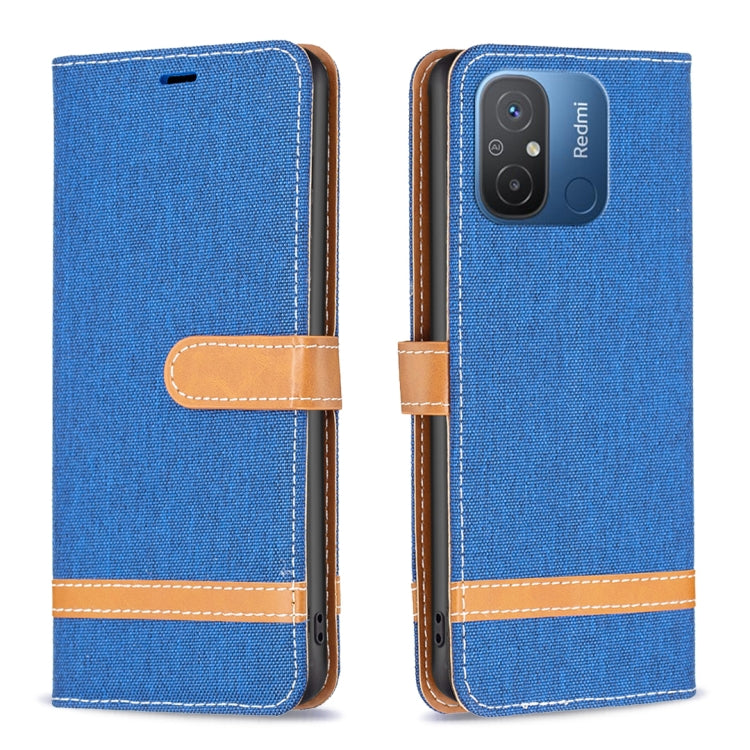 Color Block Denim Texture Leather Phone Case, For vivo Y02 4G, For Xiaomi Redmi 12C