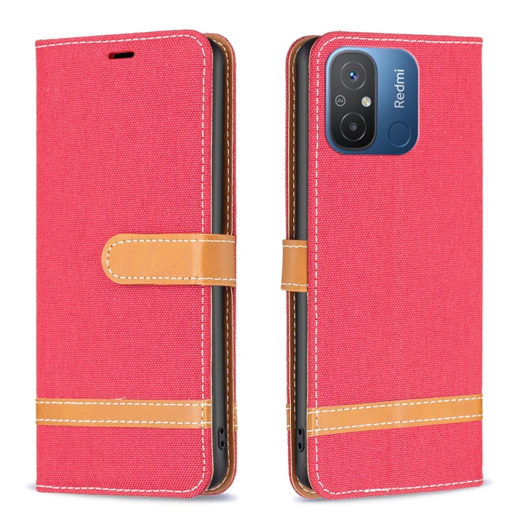 Color Block Denim Texture Leather Phone Case, For vivo Y02 4G, For Xiaomi Redmi 12C