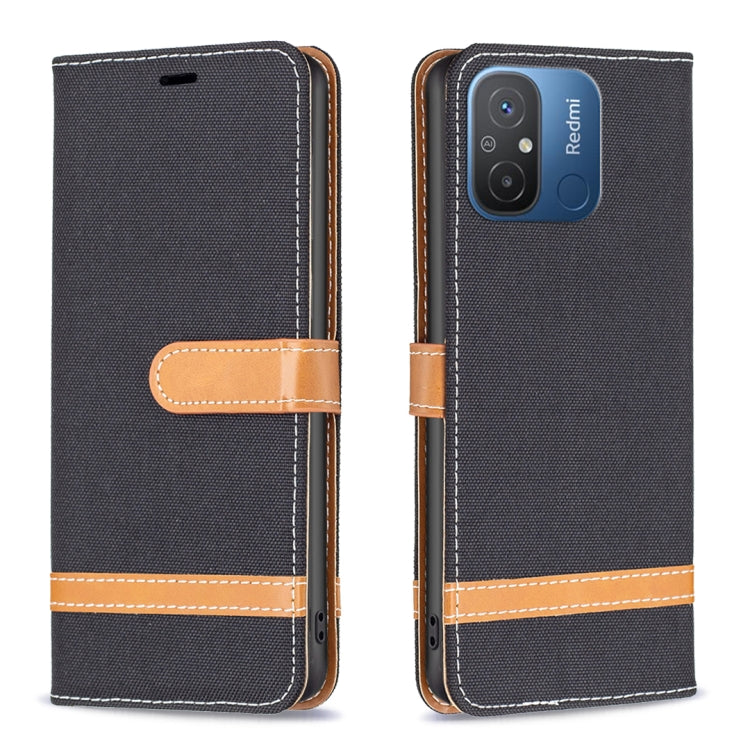 Color Block Denim Texture Leather Phone Case, For vivo Y02 4G, For Xiaomi Redmi 12C