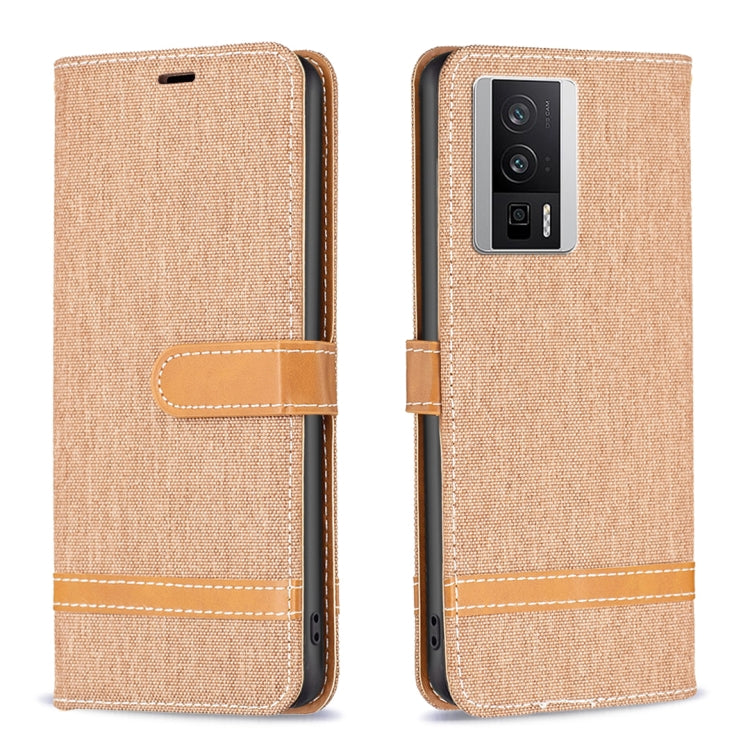 Color Block Denim Texture Leather Phone Case, For vivo Y02 4G, For Xiaomi Redmi 12C, For Xiaomi Redmi K60 / K60 Pro