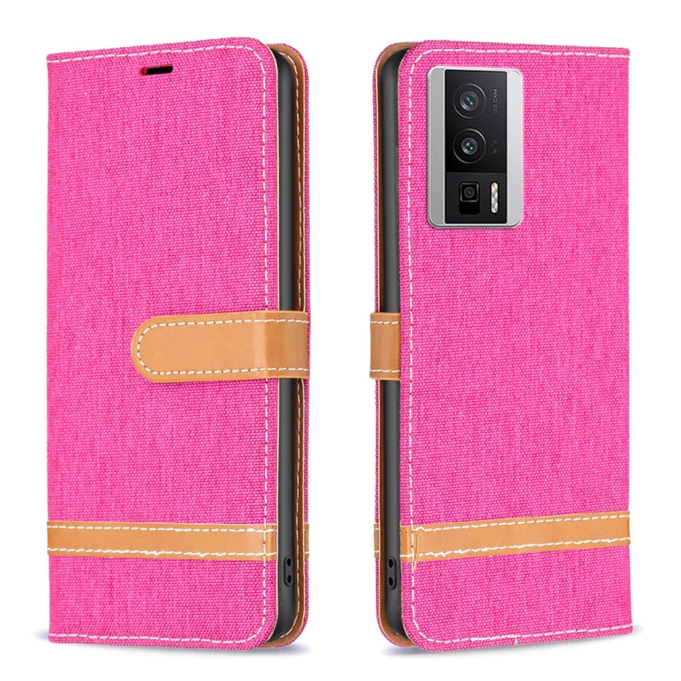 Color Block Denim Texture Leather Phone Case, For Xiaomi Redmi K60 / K60 Pro, For Xiaomi Redmi Note 12 Pro+ Global